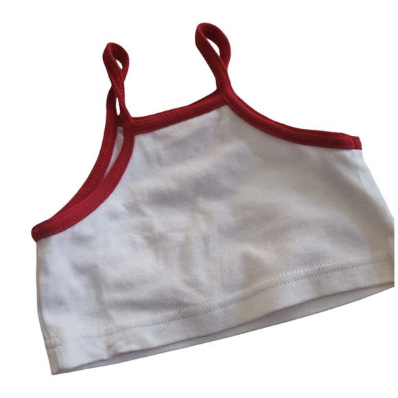 Disney Winnie the Pooh Baby Crop Top Red 3M(fits 12-18m) Girl's White Sleeveless - Picture 2 of 5